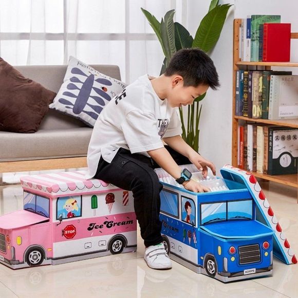 Portable Foldable Storage Box, Organizer, Stool, Car Model, Bus, Ice Cream Car - Picture 10 of 16